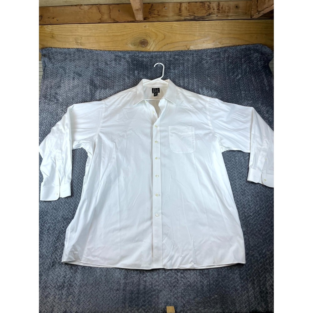 Jos. A. Bank Travelers Collection Dress Shirt Mens 18 White Wrinkle Free Formal